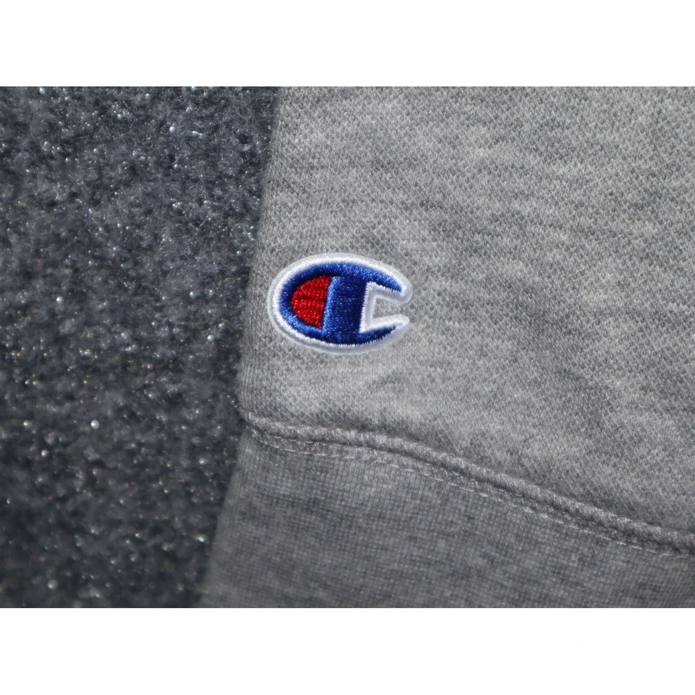 Champion Sweater Men Medium Gray V Neck 1/4 Button Texas Long Horns Pullover EUC
